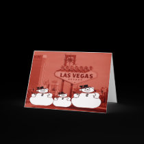 Las Vegas Snowman, background tinted red/rust Card