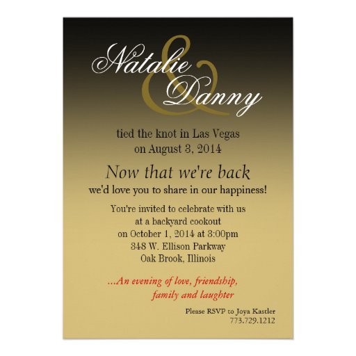 Las Vegas Starburst Wedding Reception gold black Announcement