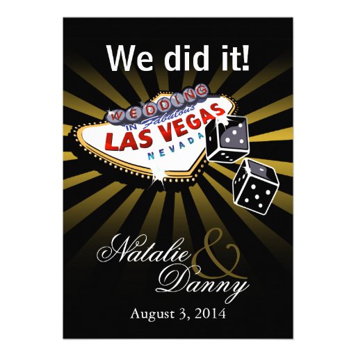 Las Vegas Starburst Wedding Reception gold black Announcement (front side)