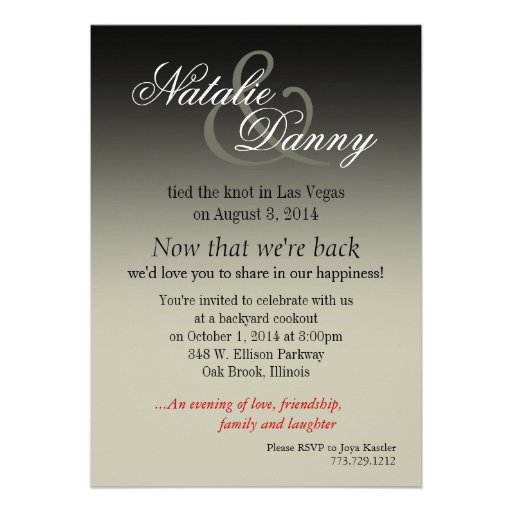 Las Vegas Starburst Wedding Reception silver black Custom Announcement