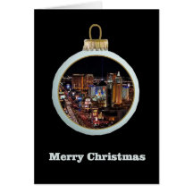 Las Vegas Strip Merry Christmas Ornament Greeting Cards