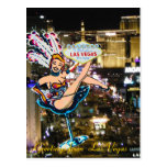 Las Vegas Strip, Showgirl, and Welcome Sign Postcard