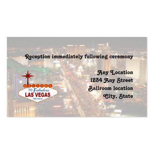 Las Vegas Strip  Wedding Reception Card Business Card Templates