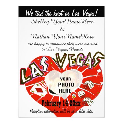 Las Vegas Wedding Announcement Black White Red
