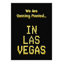Las Vegas Wedding. Black and Golden Yellow. Custom Personalized Announcement
