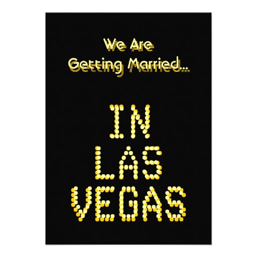 Las Vegas Wedding. Black and Golden Yellow. Custom Personalized Announcement (front side)