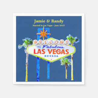 Las Vegas Wedding Blue Personalized Paper Napkin
