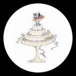 Las Vegas Wedding Cake with Bride & Groom Sticker stickers