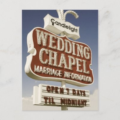 Las Vegas Wedding Chapel Retro Postcard