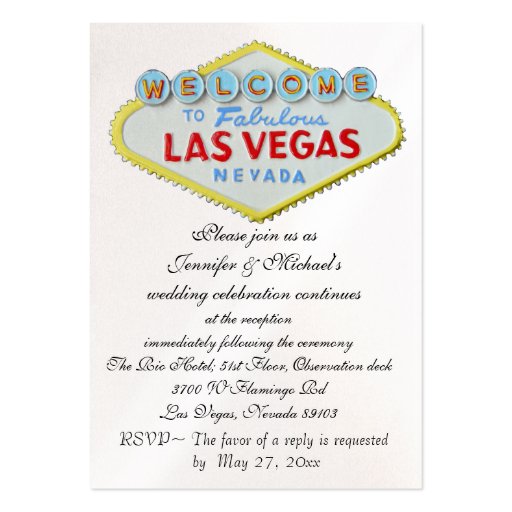 Las Vegas Wedding Reception Enclosure Business Card Template (front side)
