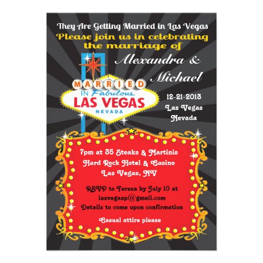 Las Vegas Wedding Reception Invitations