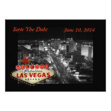 Las Vegas Wedding Save The Date Card Custom Announcement