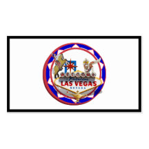 Las Vegas Welcome Sign Red & Blue Poker Chip Business Card Template
