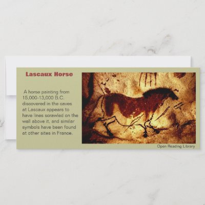 Cuevas De Lascaux. Una pintura del caballo a partir de la 15000-13000 descubierta A.C. en las cuevas en Lascaux aparece tener líneas garrapateadas en la pared sobre ella,