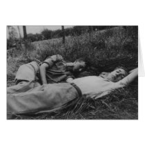 Lascivious young male couple napping gay interest card