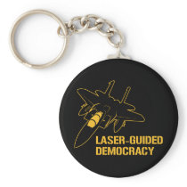 Laser-Guided Democracy / Peace through Firepower Keychains