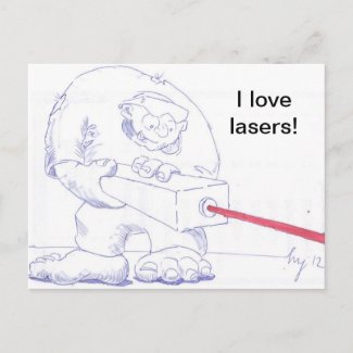 Laser Ogre with Goggles Cartoon Postcard