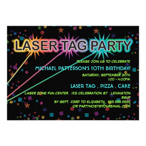 Laser Tag Birthday Party Invitation (front side)