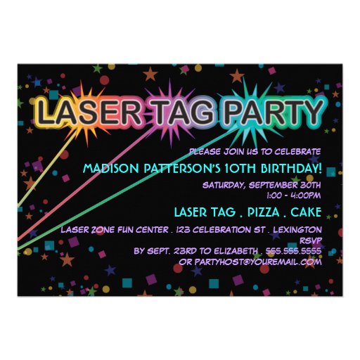 Laser Tag Birthday Party Invitation (front side)