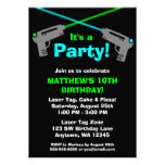 Laser Tag Blue Green Birthday Party Invitations