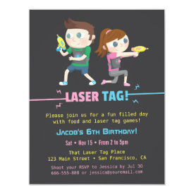Laser Tag Game Kids Birthday Party Invitations