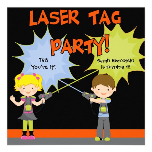 Laser Tag Party Birthday Invitations