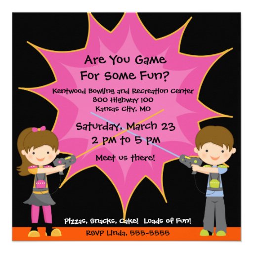 Laser Tag Party Birthday Invitations