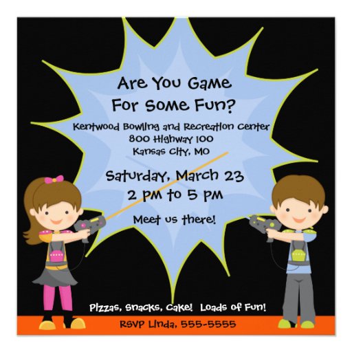 Laser Tag Party Birthday Invitations