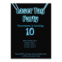 Laser Tag Party Blue Invitation invitations