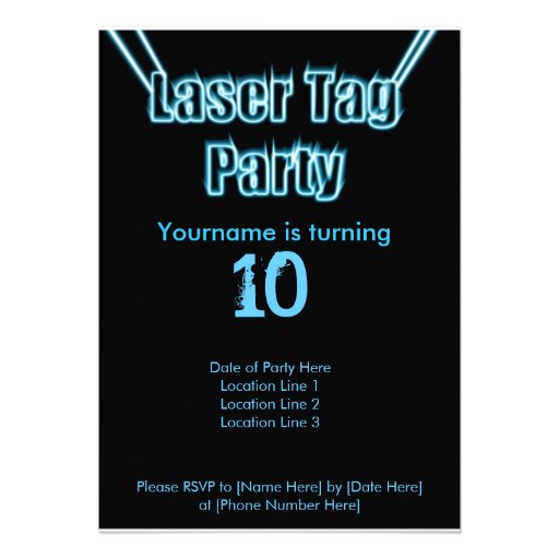 Laser Tag Party Blue Invitation
