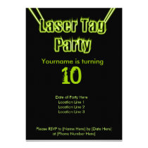 Laser Tag Party Green Invitation invitations