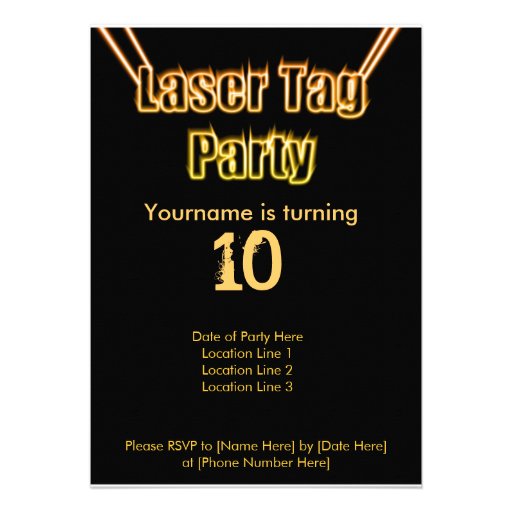 Laser Tag Party Orange Invitation