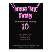 Laser Tag Party Pink Invitation invitations