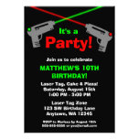 Laser Tag Red Green Birthday Party Invitations