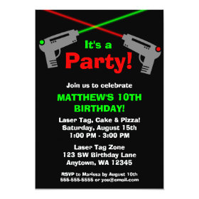 Laser Tag Red Green Birthday Party Invitations 5