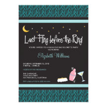 Last Fling Zebra Bachelorette Invitation (aqua)