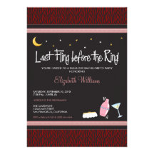 Last Fling Zebra Bachelorette Invitation (crimson)