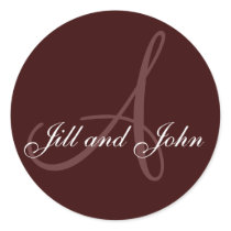 Last Name Initial A plus First Names Brown stickers by monogramgallery Last Name Initial A plus First Names Brown stickers