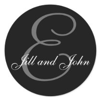 Last Name Initial E plus First Names Black Sticker
