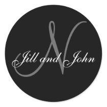 Last Name Initial N plus First Names Black Sticker