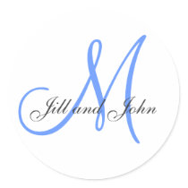 Last Name Initial plus First Names Blue Sticker by monogramgallery Last Name Initial plus First Names Blue Sticker