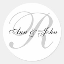 Last Name Initial plus Names Wedding Favor Sticker
