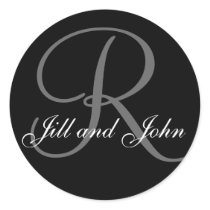 Last Name Initial R plus First Names Black Sticker