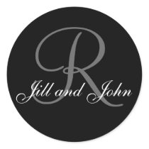 Last Name Initial R plus First Names Black Sticker