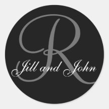 Last Name Initial R plus First Names Black Sticker