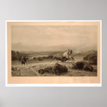 Last of the Buffalo Bierstadt (0137A) - Unrestored Poster