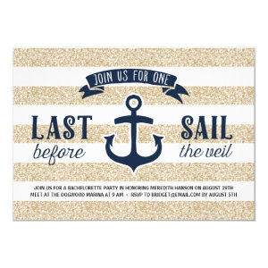 Last Sail | Nautical Bachelorette Party 5x7 Paper Invitation Card