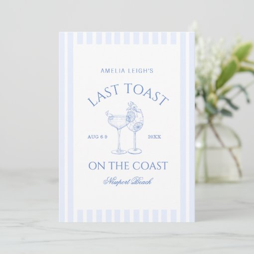 Last Toast On The Coast Bachelorette Weekend Invitation Zazzle