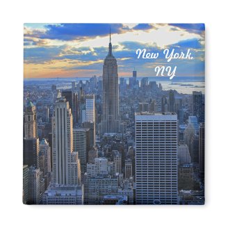 Late afternoon NYC Skyline as sunset approaches #2 Fridge Magnet