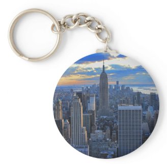 Late afternoon NYC Skyline as sunset approaches Keychain